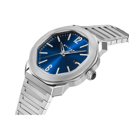 Octo Roma Uhr mit mechanischem Manufakturwerk, Automatikaufzug, Gehäuse und Armband aus Edelstahl, blaues Zifferblatt. 102856 image 2