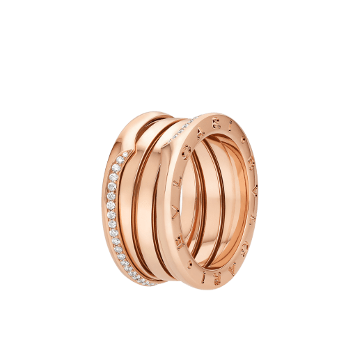B.zero1 3-Band-Ring aus 18 Karat Roségold, an den Rändern halb ausgefasst mit Diamant-Pavé AN859412 image 1