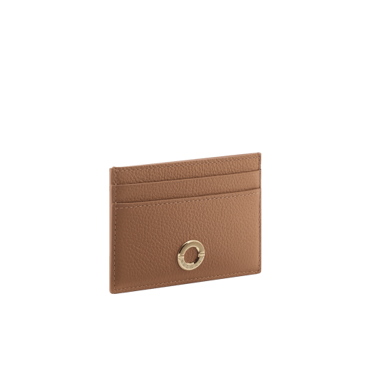 Bvlgari Roma card holder in star rose pink soft drummed calf leather with crystal rose nappa leather lining. Iconic gold-plated brass embellishment engraved with the Bvlgari logo. BVR-CC-HOLDER image 1