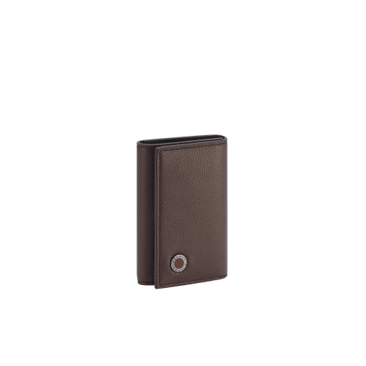 Bvlgari Bvlgari Man keyholder in Urban calfskin, chestnut opal outside and black inside. Iconic dark ruthenium-plated brass embellishment with chestnut opal enamel insert and folded closure. 295042 image 1