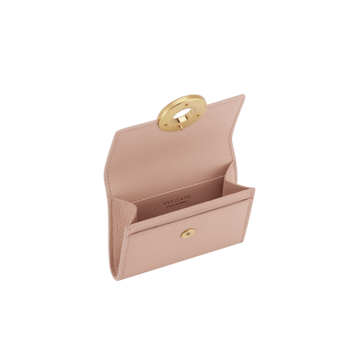 Bvlgari Roma business card holder in Bright Travertino soft drummed calf leather with Bright Travertino nappa leather interior. Iconic light gold-plated brass clip engraved with the Bvlgari logo. BVR-BCHOLDER image 2