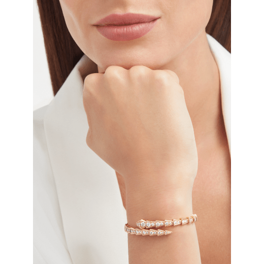 Serpenti Viper one-coil 18 kt rose gold bracelet set with full pavé diamonds BR860191 image 1