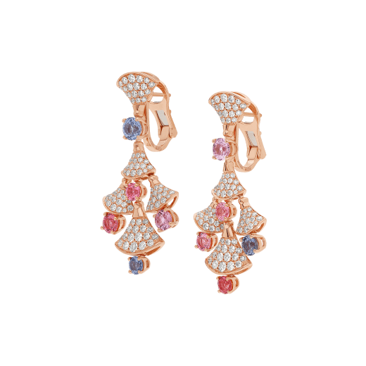 DIVAS' DREAM 18 kt rose gold earrings set with brilliant-cut spinels (3.81 ct) and pavé diamonds (2.22 ct) 357943 image 2