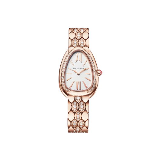 Serpenti Seduttori Uhr mit diamantbesetztem Gehäuse, Armband aus 18 Karat Roségold und weißem Zifferblatt 103275 image 1