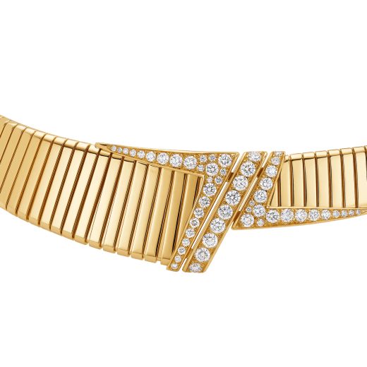 Bvlgari Tubogas 不對稱項鍊，採用 18K 黃金，飾以半密鑲鑽石，搭配滑動式扣環。 362515 image 3