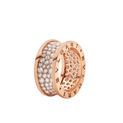 B.zero1 ring in 18 kt rose gold, set with pavé diamonds on the spiral. AN855553 image 1