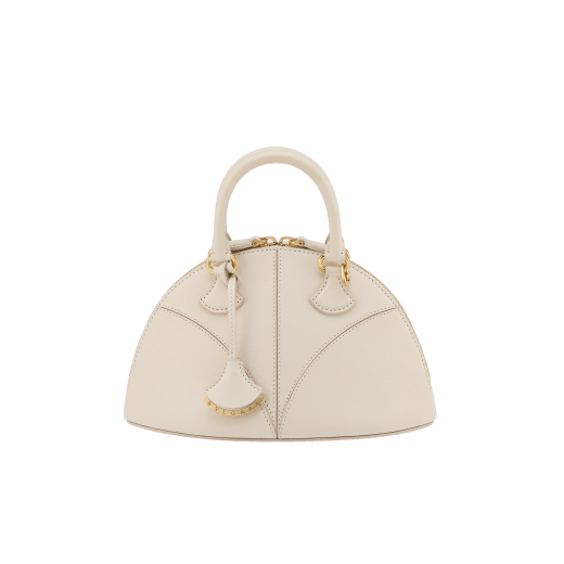 Marquise small top handle bag in black goat leather with black nappa leather lining and zipped closure. Detachable signature black goat leather charm with mirror. DAS-001-1325S image 1