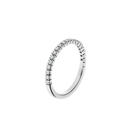 Schmaler Eternity Band Ring aus 18 Karat Weißgold, halbseitig besetzt mit runden Diamanten im Brillantschliff AN857562 image 1
