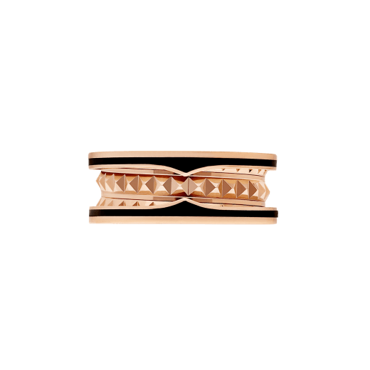 Кольцо с двумя витками B.zero1 Rock, розовое золото 18 карат, заклепки на спирали, вставки из черной керамики на кромках AN859090 image 3