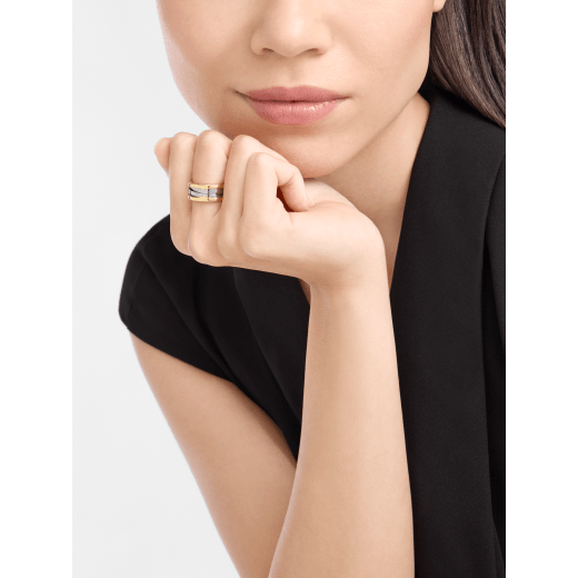 B.zero1 Gold & Steel two-band ring in 18 kt yellow gold and stainless steel AN860829 image 3