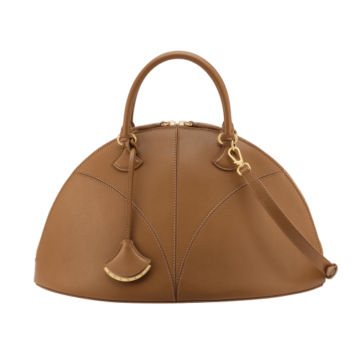 Marquise large top handle bag in black goat leather with black nappa leather lining and zipped closure. Detachable signature black goat leather charm with mirror. DAS-001-1324L image 3