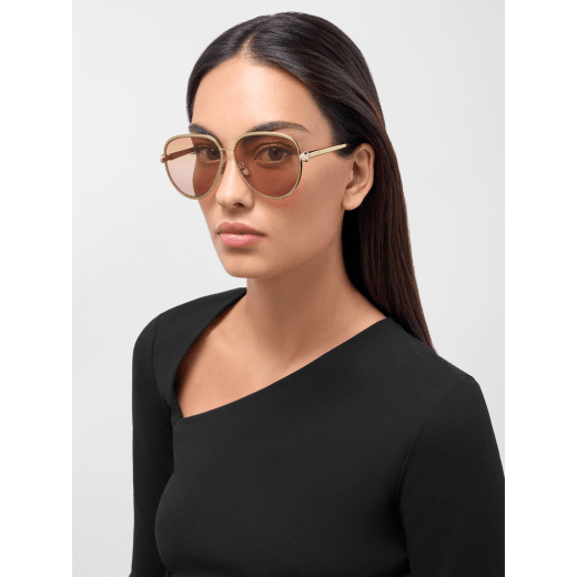 Serpenti Forever pilot metal sunglasses with enamelled snakehead embellishment on the temples 904369 image 1