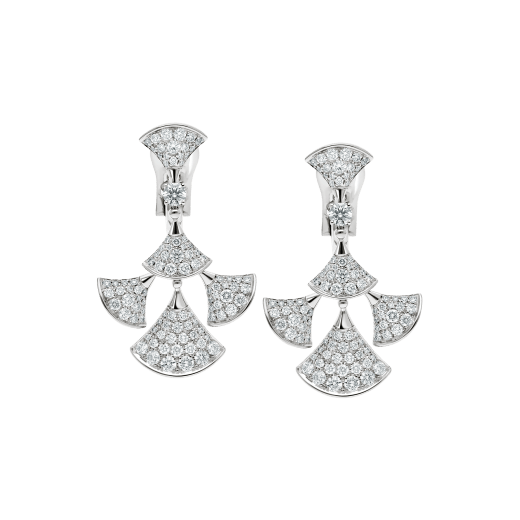 DIVAS' DREAM earrings in white gold, set with a diamond and full pavé diamonds. 352809 image 1
