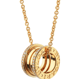 B.zero1 necklace with 18 kt yellow gold chain and 18 kt yellow gold round pendant set with pavé diamonds on the edges. 350055 image 1