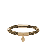 Serpenti Forever multibraided bracelet in gold coiled torchon and light-gold plated brass chain. Captivating snakehead charm in light gold-plated brass embellished with red enamel eyes, and press-button closure. SERPMULTIBRAID-WC-G image 1