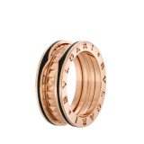 B.zero1 Rock two-band ring in 18 kt rose gold with studded spiral and black ceramic inserts on the edges AN859090 image 1