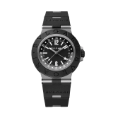 Bvlgari Titanio GMT watch with mechanical manufacture movement, automatic winding, GMT 24h function, 40 mm sandblasted titanium case, black rubber bezel with Bvlgari Bvlgari engraving, black dial and black rubber bracelet. Water-resistant up to 100 metres 104300 image 1