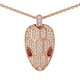 Serpenti necklace in 18 kt rose gold, set with rubellite eyes and with pavé diamonds on the chain and the head. 352725 image 3
