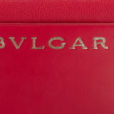 Bulgari Logo small tote bag in amaranth garnet red smooth and grained calf leather with flamingo quartz pink grosgrain lining. Iconic Bulgari logo decorative chain in light gold-plated brass. BVL-1202 image 6