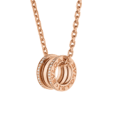 B.zero1 pendant necklace in 18 kt rose gold set with pavé diamonds 358346 image 1