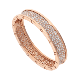 B.zero1 large bangle bracelet in 18 kt rose gold set with pavé diamonds on the spiral. BR856163 image 1
