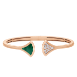 DIVAS' DREAM 18 kt rose gold bangle bracelet set with a malachite element and pavé diamonds. BR858679 image 2