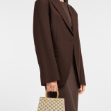 Serpentine Duo tote bag in multicolour Calla Crystals pattern on suede and black nappa leather lining. Captivating double-head snake body-shaped handles in gold-plated brass embellished with engraved scales. SRN-001-1308S-CRYS image 1