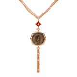 Monete Halskette aus 18 Karat Roségold mit einer antiken Münze, Karneol-Elementen und Diamant-Pavé 355979 image 1