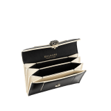 "Serpenti Forever" gusseted card holder in black calf leather. Tempting light gold-plated brass snakehead stud closure, finished with matte black enamel, and black enamel eyes. SEA-CCACCORDEON image 4
