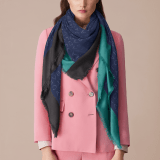 Black "Logoquadro" scarf in fine silk wool. LOGOQUADRO image 2