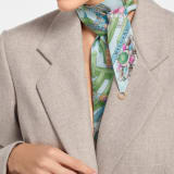 Wonder Garden shelley in fine Eden green silk twill with a BVLGARI BVLGARI metal pendant. Made of 100% silk. WONDERGARDEN-SH image 1