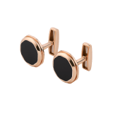 Octo 18 kt rose gold cufflinks set with onyx elements 348330 image 2