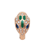 خاتم سيربنتي من الذهب الوردي عيار 18 قيراطاً، مرصع بعينين من الزفير الأزرق، وأجزاء من الملكيت، وألماس مرصوف AN858587 image 2