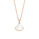 DIVAS' DREAM 18 kt rose gold pendant necklace with chain, set with white mother-of-pearl and one brilliant-cut diamond 350581 image 1