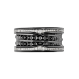 B.zero1 Rock four-band ring in black ceramic with studded spiral and pavé diamonds on the edges AN859390 image 3
