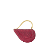 Serpenti Cuoricino mini top handle bag with gold Neige Pavé Crystals applied on a suede base and bright Travertino nappa leather lining. Captivating snake body-shaped top handle in gold-plated brass embellished with engraved scales; press-button closure. SRN-001-1366XS-CRYS image 2