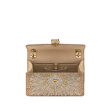 Serpenti Forever Day-to-Night small shoulder bag in multigradient Fireworks Crystals with black nappa leather lining. Captivating snakehead magnetic closure in gold-plated brass embellished with diamond-cut engraving on the scales, and black onyx eyes. SEA-001-1281S-fireworks image 3