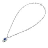 Serpenti 18 kt white gold necklace set with a blue sapphire on the head, emerald eyes and pavé diamonds 355354 image 3