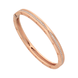 B.zero1 bangle bracelet in 18 kt rose gold, set with pavé diamonds on the spiral. BR857372 image 1