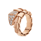 Serpenti Viper one-coil ring in 18 kt rose gold, set with pavé diamonds on the head. AN855318 image 1