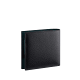 Bvlgari Bvlgari Man compact wallet in black Urban grain calf leather with forest emerald green Urban grain calf leather interior. Iconic dark ruthenium plated-brass décor enamelled in matte black, and folded closure. BBM-WLTITALASYMa image 3
