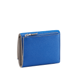 Bulgari Clip compact yen wallet in Olympian sapphire blue grain calf leather with foggy opal grey grain calf leather interior. Iconic palladium-plated brass clip and folded closure. BCM-YENCOMPACTZPb image 3