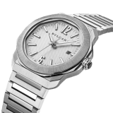 Octo Roma Automatic watch with mechanical manufacture movement, automatic winding, satin-brushed and polished stainless steel case and interchangeable bracelet, white Clous de Paris dial. Water-resistant up to 100 metres 103738 image 2