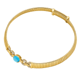Bvlgari Tubogas 18 kt yellow gold necklace set with a central blue topaz and pavé diamonds. One size with adjustable fastening. 361996 image 2