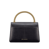 Mini borsa a mano Serpenti Pallini in lucertola nera con fodera in nappa nera. Accattivante impugnatura Pallini in ottone placcato oro e chiusura magnetica Serpenti in ottone placcato oro con pavé di zirconi e occhi in onice nera. 295058 image 2