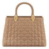 Serpentine Day Duo top handle bag in black calf leather with Calla matelassé motif and black nappa leather lining. Captivating double-head snake body-shaped handles in gold-plated brass embellished with matching calf leather inserts. SRN-001-1315M image 2
