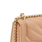 Serpenti Diamond Blast small shoulder bag in ivory opal Sunshine quilted nappa leather with black nappa leather lining. Captivating snakehead closure in light gold-plated brass embellished with matte and shiny ivory opal enamel scales and black onyx eyes. 922-SQ image 5