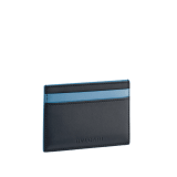 B.zero1 Man card holder in black matt calf leather with niagara sapphire blue nappa leather detailing. Iconic dark ruthenium and palladium-plated brass embellishment. BZM-CCHOLDER image 2