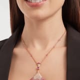 DIVAS' DREAM 18 kt rose gold pendant necklace set with one central and other round pink sapphires (3.53 ct), round rubies (0.81 ct), round (0.16 ct) and pavé (0.85 ct) diamonds 358114 image 1
