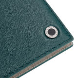 BULGARI BULGARI Man hipster compact wallet in forest emerald green Urban grain calf leather with foggy opal grey Urban grain calf leather interior. Iconic dark ruthenium-plated brass décor enamelled in matte black, and folded closure. BBM-WLT2FASYMb image 4